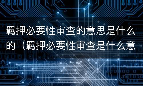 羁押必要性审查的意思是什么的（羁押必要性审查是什么意思?）
