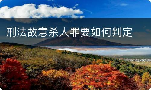 刑法故意杀人罪要如何判定