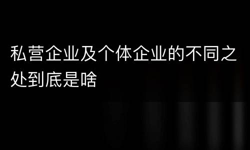 私营企业及个体企业的不同之处到底是啥
