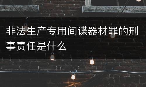 非法生产专用间谍器材罪的刑事责任是什么