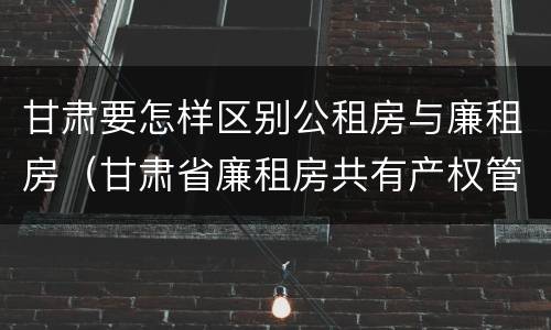 甘肃要怎样区别公租房与廉租房（甘肃省廉租房共有产权管理办法）