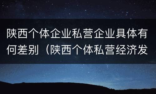 陕西个体企业私营企业具体有何差别（陕西个体私营经济发展综合服务平台）