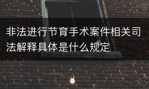 非法进行节育手术案件相关司法解释具体是什么规定