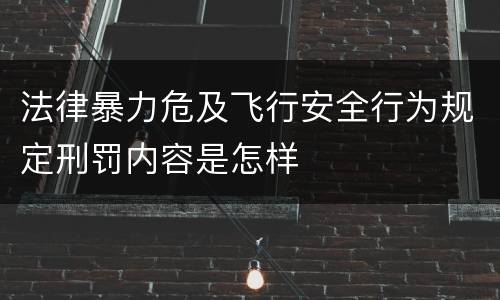 法律暴力危及飞行安全行为规定刑罚内容是怎样