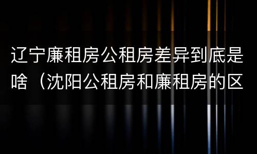辽宁廉租房公租房差异到底是啥（沈阳公租房和廉租房的区别）