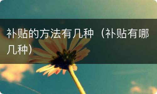 补贴的方法有几种（补贴有哪几种）