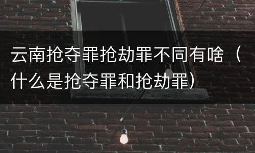 云南抢夺罪抢劫罪不同有啥（什么是抢夺罪和抢劫罪）
