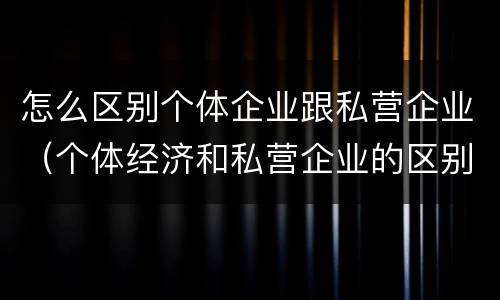 怎么区别个体企业跟私营企业（个体经济和私营企业的区别）