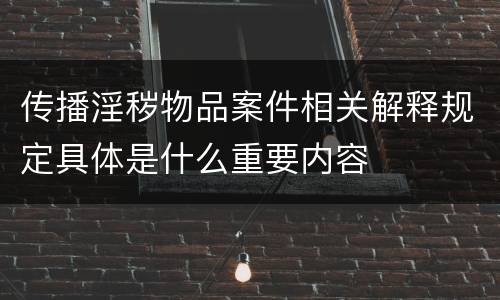 传播淫秽物品案件相关解释规定具体是什么重要内容