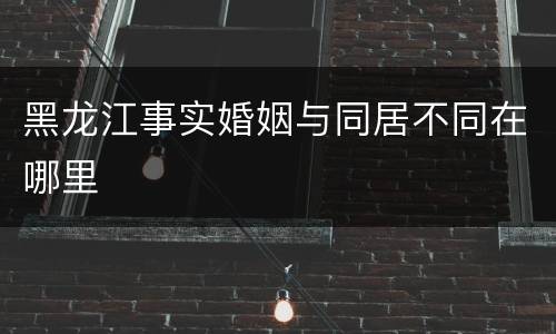 黑龙江事实婚姻与同居不同在哪里