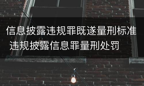 信息披露违规罪既遂量刑标准 违规披露信息罪量刑处罚