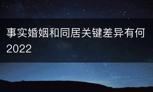事实婚姻和同居关键差异有何2022