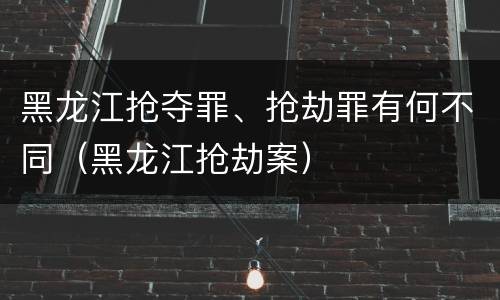 黑龙江抢夺罪、抢劫罪有何不同（黑龙江抢劫案）