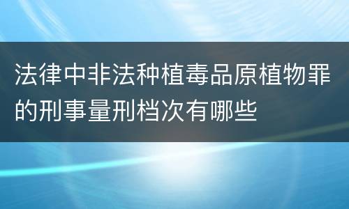 法律中非法种植毒品原植物罪的刑事量刑档次有哪些