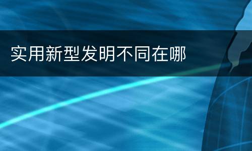 实用新型发明不同在哪