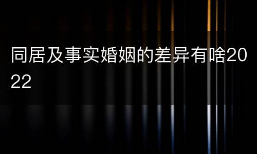 同居及事实婚姻的差异有啥2022