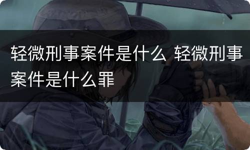 轻微刑事案件是什么 轻微刑事案件是什么罪