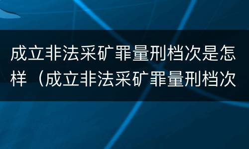 成立非法采矿罪量刑档次是怎样（成立非法采矿罪量刑档次是怎样的标准）