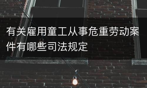 有关雇用童工从事危重劳动案件有哪些司法规定