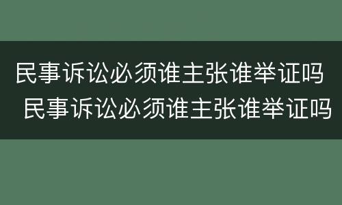 民事诉讼必须谁主张谁举证吗 民事诉讼必须谁主张谁举证吗法院