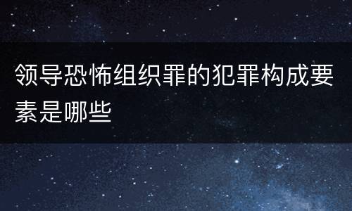 领导恐怖组织罪的犯罪构成要素是哪些
