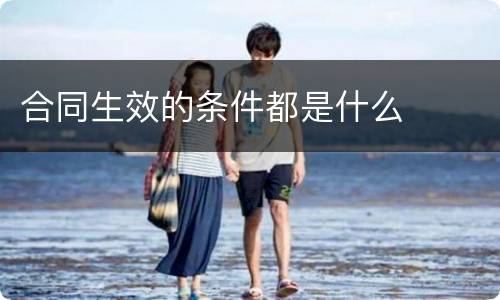 合同生效的条件都是什么