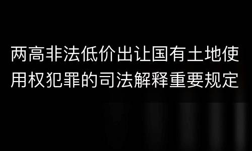 两高非法低价出让国有土地使用权犯罪的司法解释重要规定都有哪些