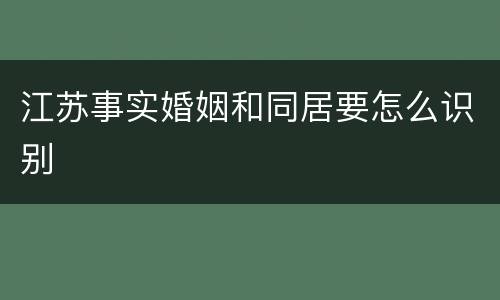 江苏事实婚姻和同居要怎么识别