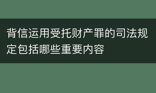 背信运用受托财产罪的司法规定包括哪些重要内容