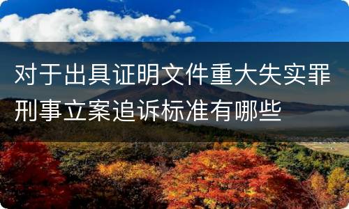 对于出具证明文件重大失实罪刑事立案追诉标准有哪些