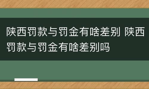 陕西罚款与罚金有啥差别 陕西罚款与罚金有啥差别吗