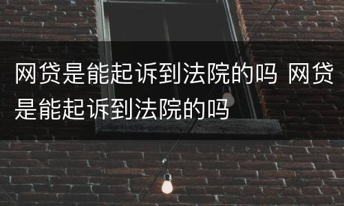 网贷是能起诉到法院的吗 网贷是能起诉到法院的吗