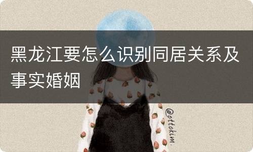 黑龙江要怎么识别同居关系及事实婚姻