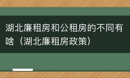 湖北廉租房和公租房的不同有啥（湖北廉租房政策）