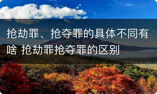 抢劫罪、抢夺罪的具体不同有啥 抢劫罪抢夺罪的区别
