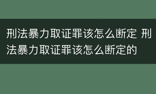 刑法暴力取证罪该怎么断定 刑法暴力取证罪该怎么断定的