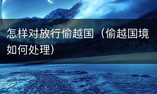 怎样对放行偷越国（偷越国境如何处理）