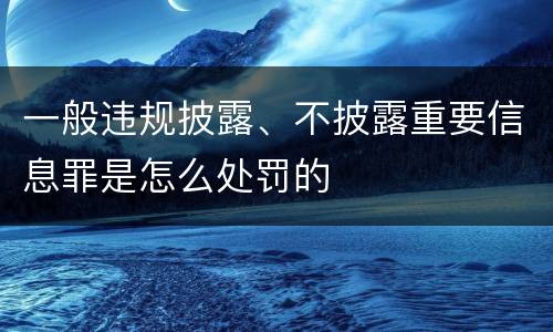 一般违规披露、不披露重要信息罪是怎么处罚的