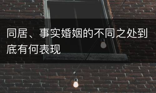同居、事实婚姻的不同之处到底有何表现