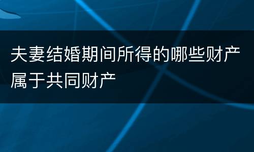 夫妻结婚期间所得的哪些财产属于共同财产