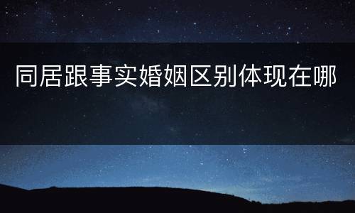 同居跟事实婚姻区别体现在哪