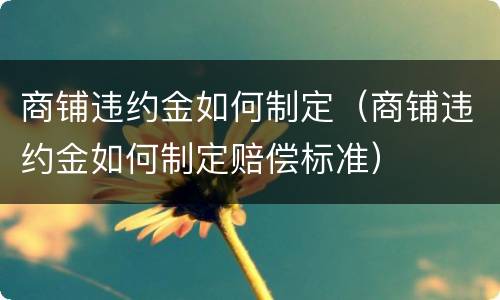 商铺违约金如何制定（商铺违约金如何制定赔偿标准）
