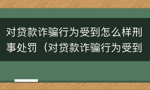 对贷款诈骗行为受到怎么样刑事处罚（对贷款诈骗行为受到怎么样刑事处罚呢）