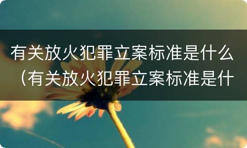有关放火犯罪立案标准是什么（有关放火犯罪立案标准是什么法律）