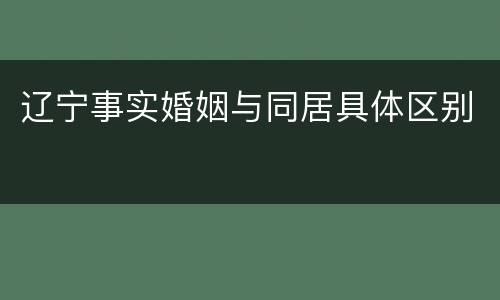 辽宁事实婚姻与同居具体区别