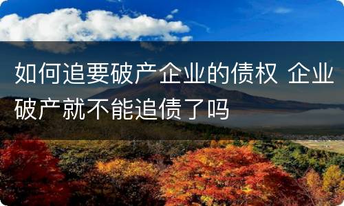 如何追要破产企业的债权 企业破产就不能追债了吗