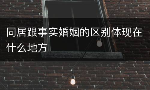 同居跟事实婚姻的区别体现在什么地方