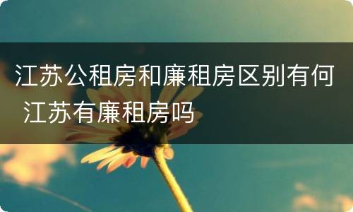 江苏公租房和廉租房区别有何 江苏有廉租房吗