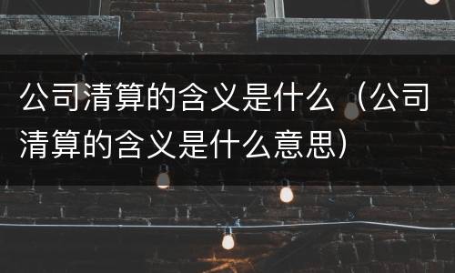 公司清算的含义是什么（公司清算的含义是什么意思）