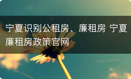 宁夏识别公租房、廉租房 宁夏廉租房政策官网